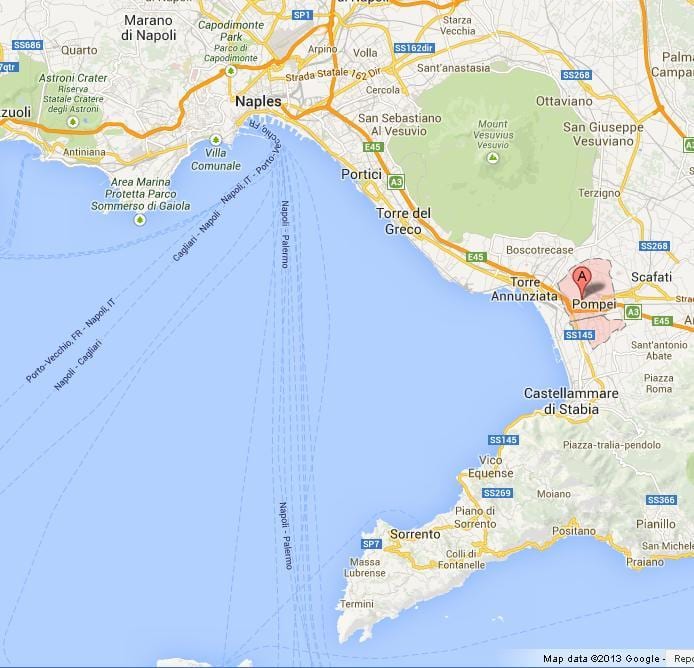 mapa de la bahía de nápoles, italia