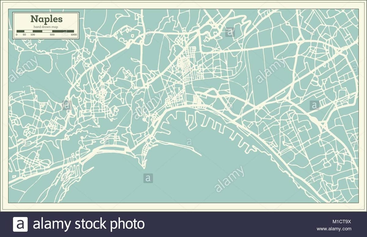 Mapa de la ciudad de nápoles, italia