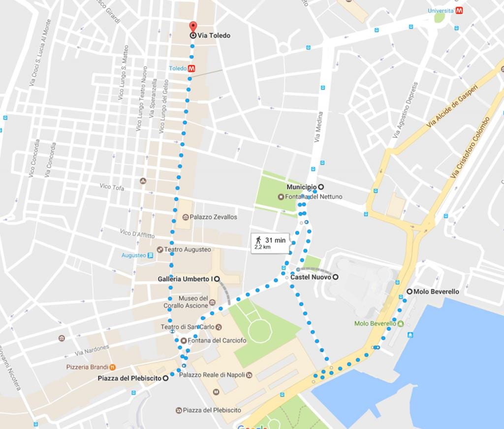 nápoles recorrido a pie mapa