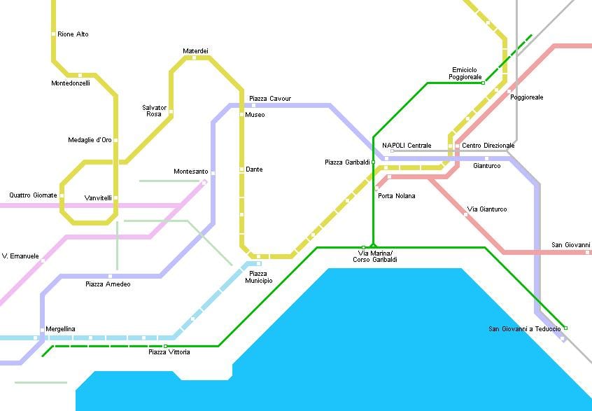 Mapa de nápoles tranvía 