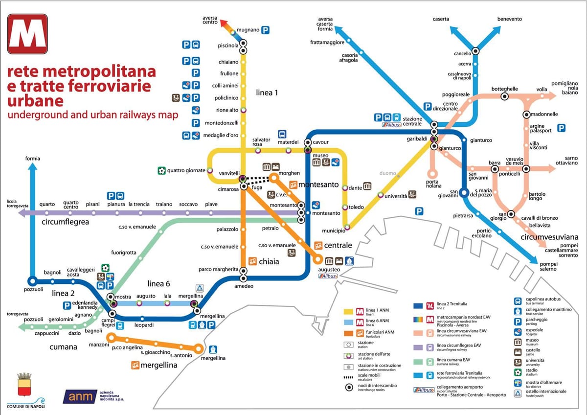 nápoles mapa de autobuses