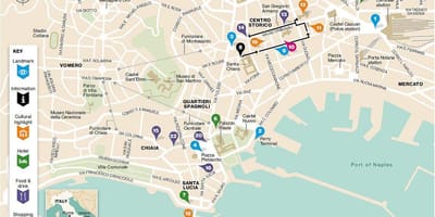 Mapa del centro histórico de nápoles