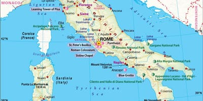 Mapa de nápoles, italia alrededores