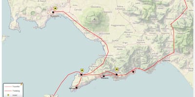 Mapa de nápoles, italia recorrido a pie